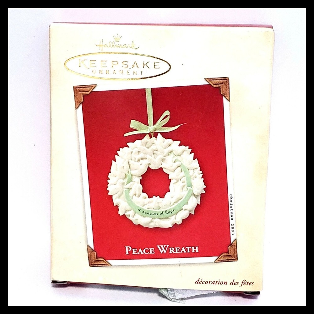 Hallmark Keepsake Ornament Peace Wreath 2003 Porcelain Christmas Decoration